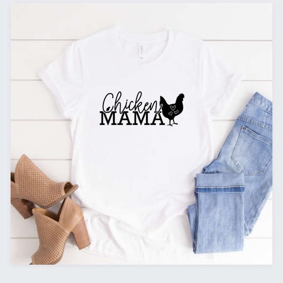 Chicken Mama Crew Neck Short Sleeve Tee Shirt - Picture 2 of 5